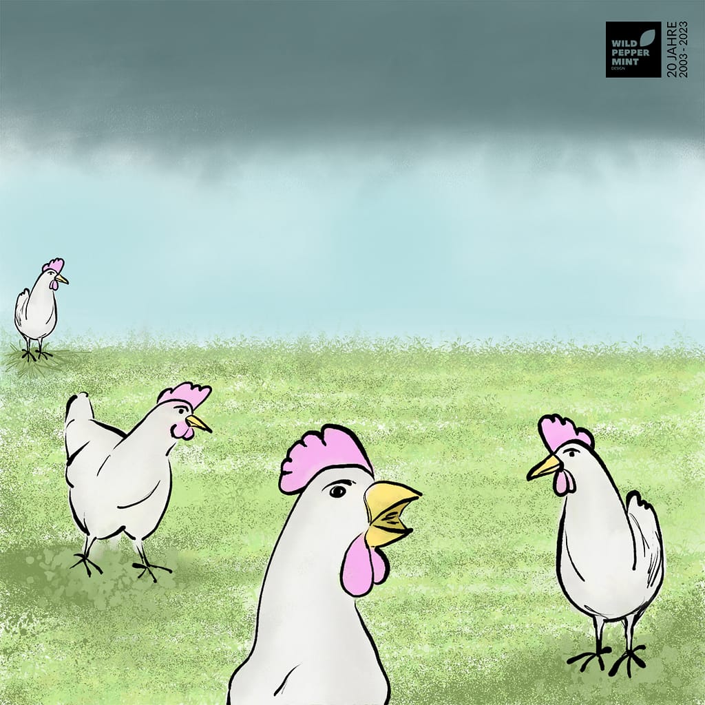 Illustration lustige Hühner,