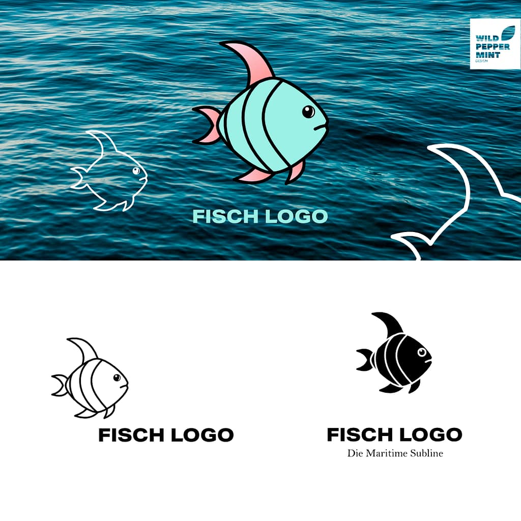Handmade Logo, Logo mit Fisch, maritimes Logo, Logo Fisch-Restaurant, Angelclub, Bootsbauer, Fischspezialitäten, Fischhaut Produkte, günstige Logos, Logodesign, nachhaltige Logos