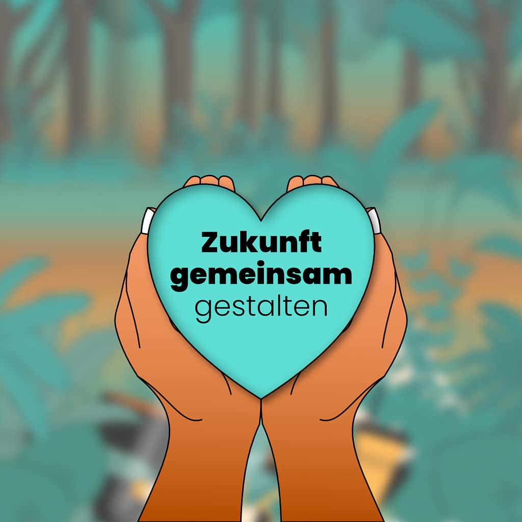 Zukunft gemeinsam gestalten, nachhaltig leben, nachhaltige Kleidung, Klimawandel, CO2 Footprint, Illustration, nachhaltige Zukunft, Nachhaltiger wohnen