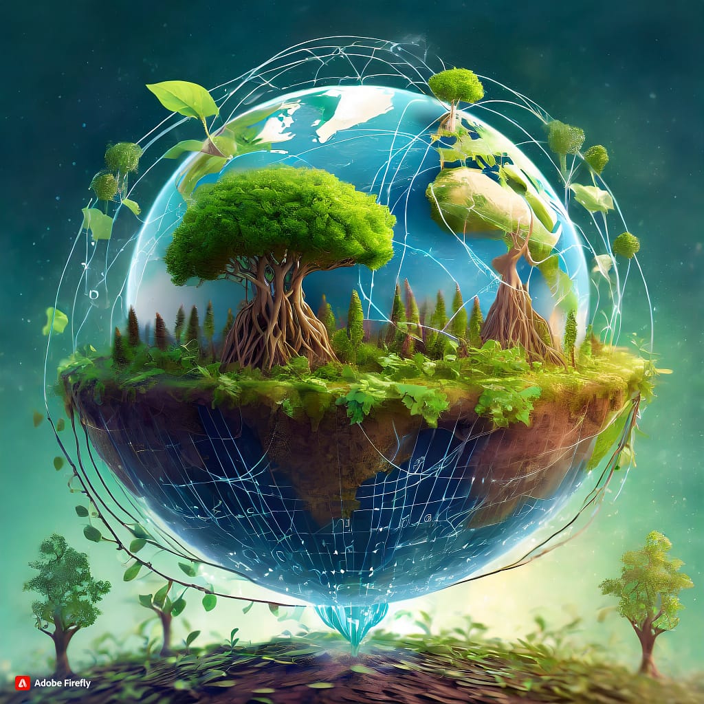 Die Erde. Themen der Zukunft: Nachhaltigkeit und KI.