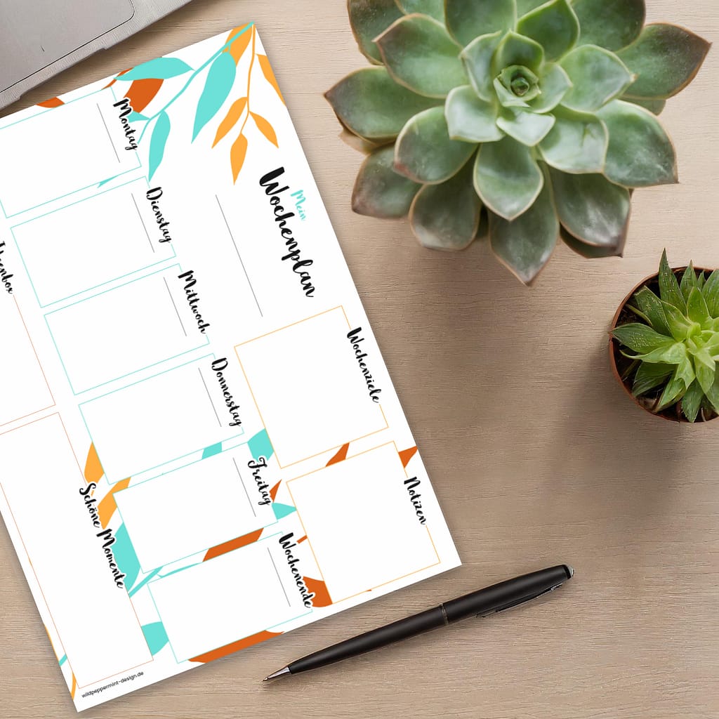 Wochenplaner gratis zum Design-Newsletter erhalten