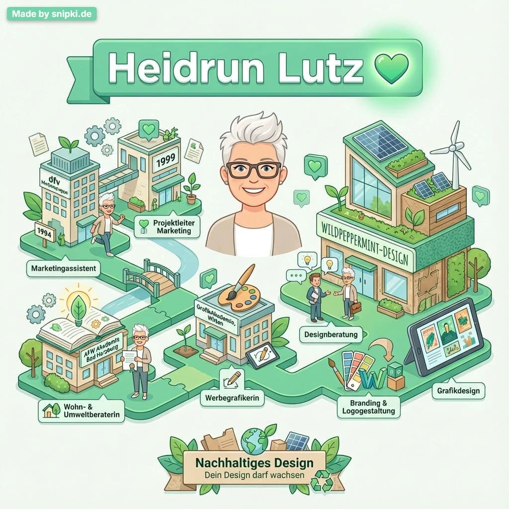Heidrun Lutz - Wildpeppermint-Design, meine Reise vom Marketing, Weiterbildungen bis zur Selbstständigkeit