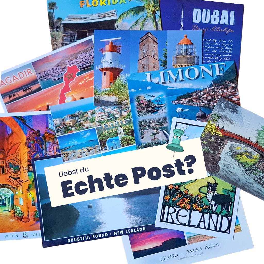 Bunte Mischung Postkarten aus aller Welt