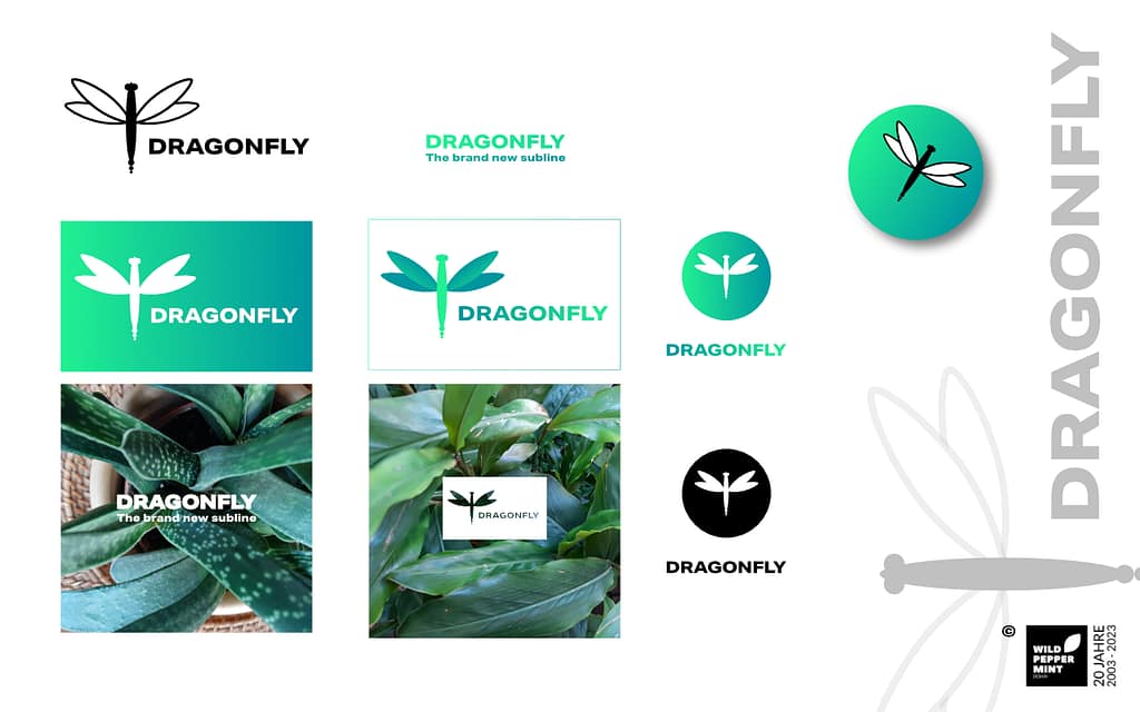 freie Logo-Entwürfe, freies Logo Libelle, Logo Libelle, Logos für Gründer, Logo grün und blau, Logo günstig kaufen, cooles Logo günstig,