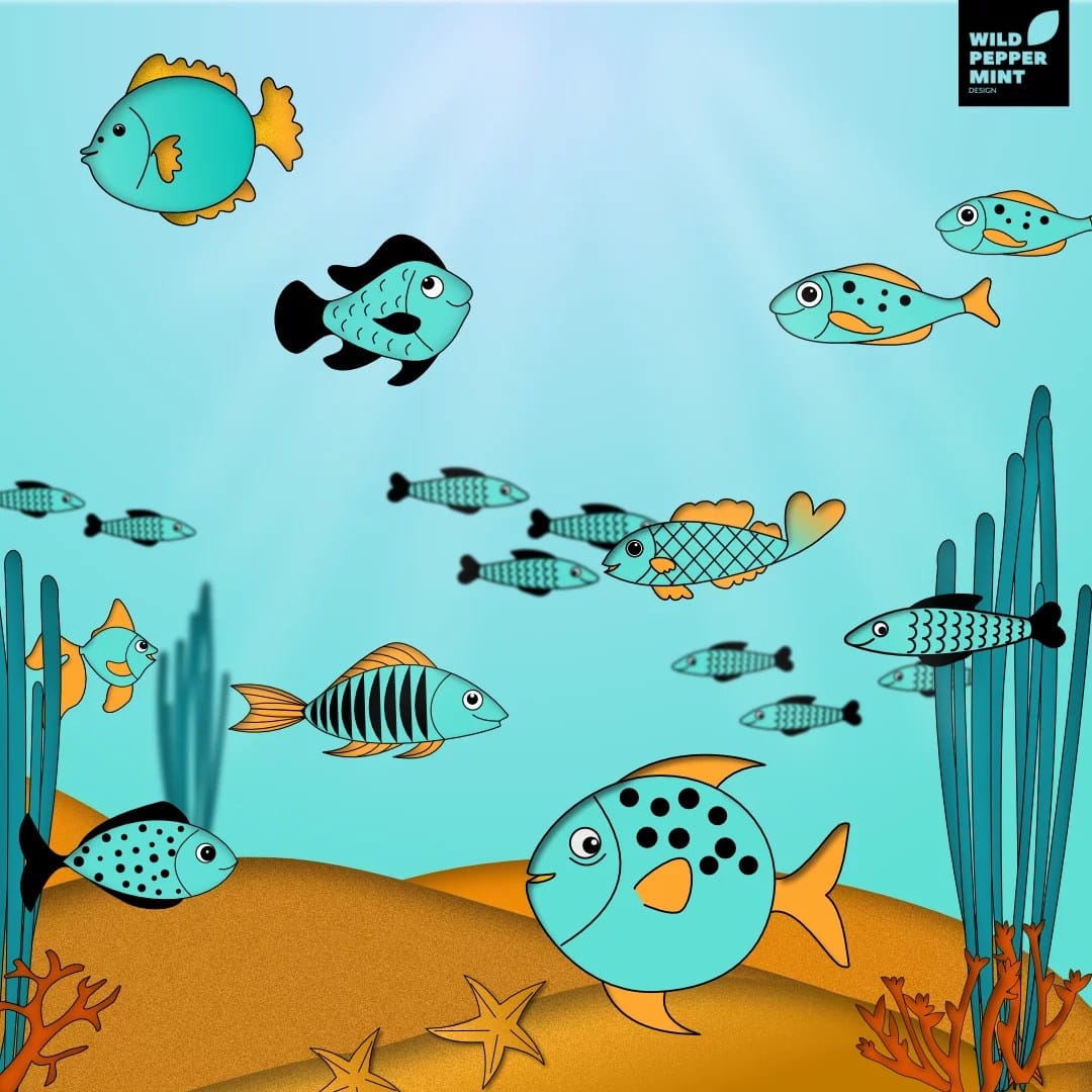 Fantasiefische Illustration, maritime Illustrationen