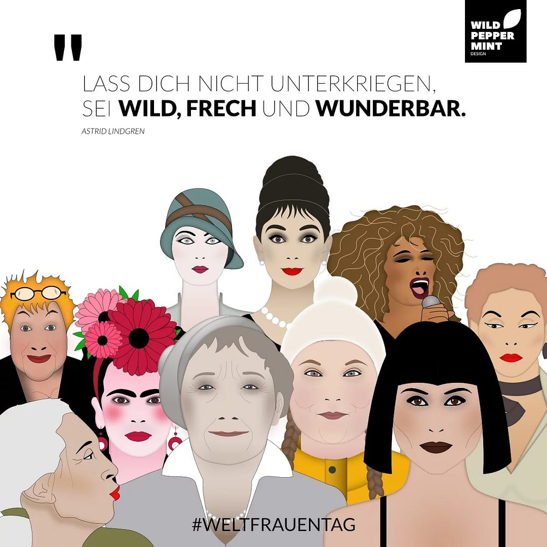 Digitale Illustration Frauen zum Weltfrauentag, Porträts Frauen, Illustration, Avatare, Frauenporträts, Avatare für starke Frauen