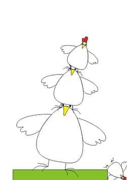 Illustration lustige Hühner, Crazy Chicken, lustige Hühner im Comic Stil, Story Crazy Chicken, Humorvolle Illustration Hühner