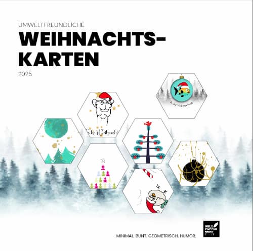 Umweltfreundliche Design Weihnachtskarten, minimal, farbenfroh, humorvoll, individuell