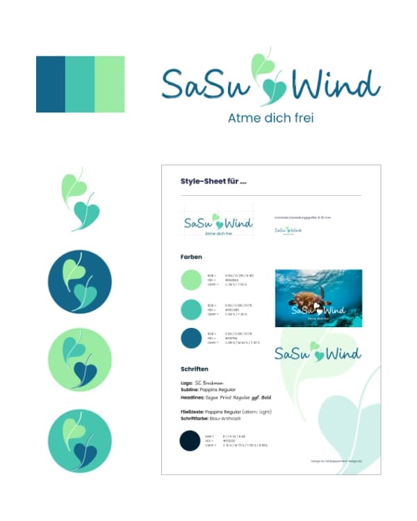 Logo Design Sasu Wind Atemgesundheit - Stylesheet, Farben, Schriften, Icons