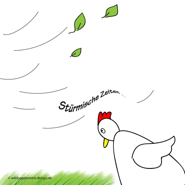Illustration lustige Hühner, Crazy Chicken, lustige Hühner im Comic Stil, Story Crazy Chicken