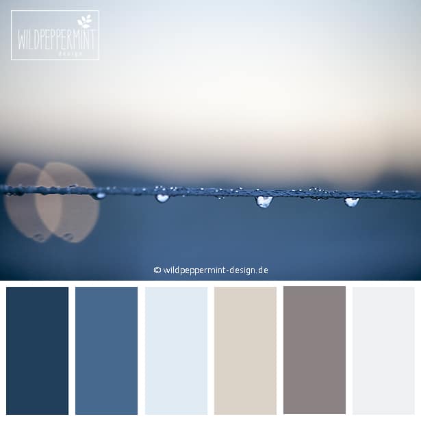 Ruhige, klare Farbpalette mit Blautönen