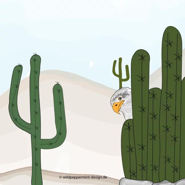 Digitale Illustration Kakteen und Adler