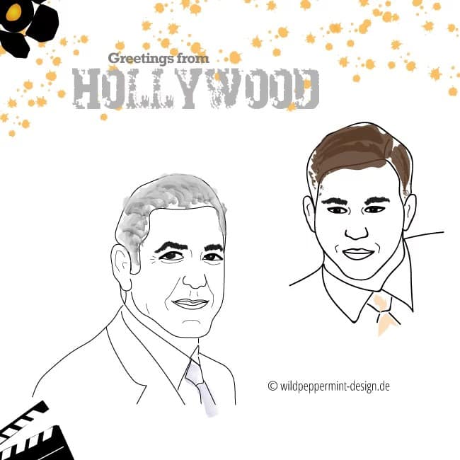 Illustrationen, digitale Porträts, berühmte Personen, Filmstars als einfache Zeichnung digital