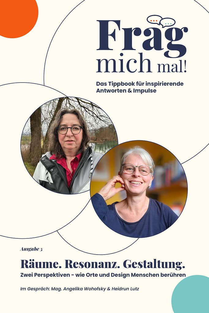 Cover die Interview-Reihe „Frag mich mal!“ Räume. Resonanz. Gestaltung.