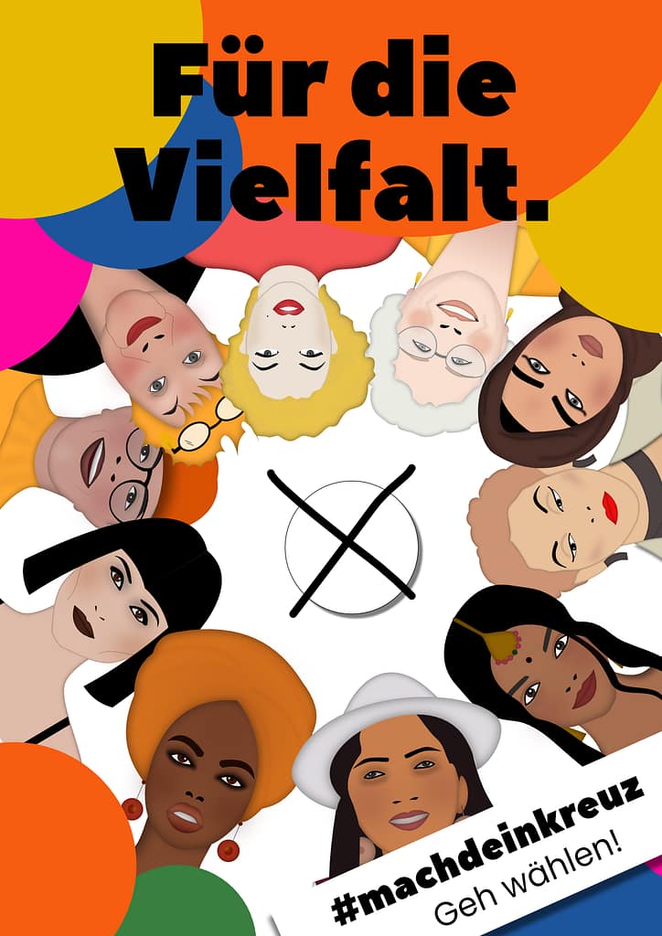 Illustration zur Bundestagswahl 2025 - für die Vielfalt