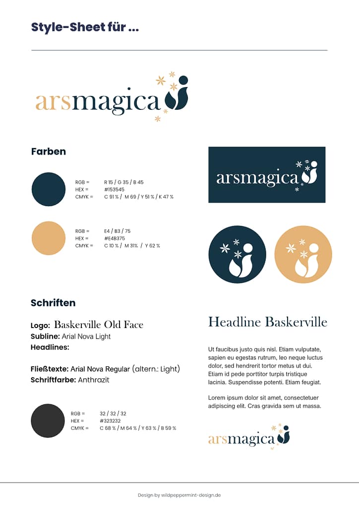 Style-Sheet für ars magica - Branddesign - Markenentwicklung