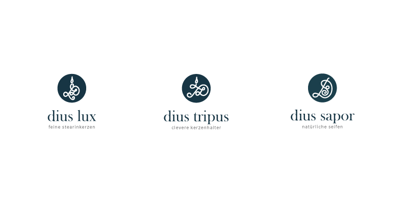 Logodesigns für drei Submarken dius lux, dius tripus und dius sapor