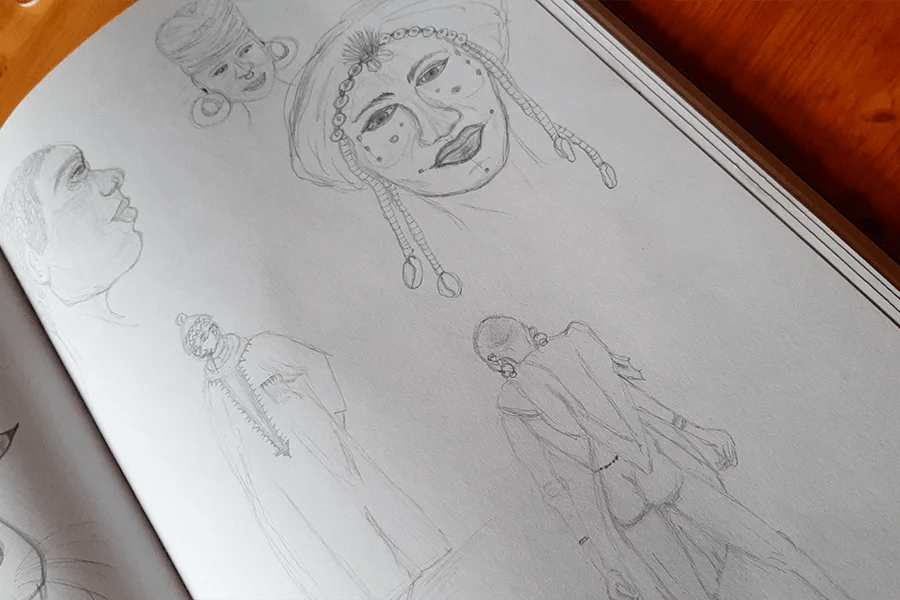 Skizzen, sketchbook, Menschen, Afrika