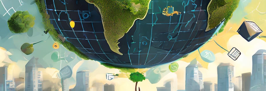 Blogparade Nachhaltig Arbeiten und Leben (Bild: Made with Adobe Firefly)