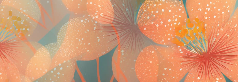 Pantone Farbe des Jahres 2024 Peach Fuzz - Blüten Illustration